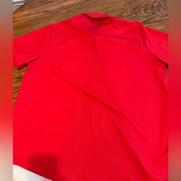 Bowling style Christmas themed Red and White button down shirt - Picture 4 of 6